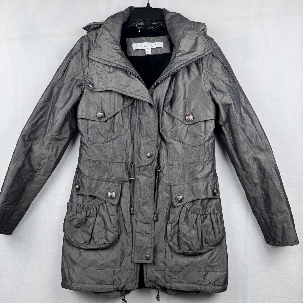 Laundry‎ by Shelli Segal Gray Utility Anorak Jacket Hooded Military Small